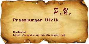 Pressburger Ulrik névjegykártya